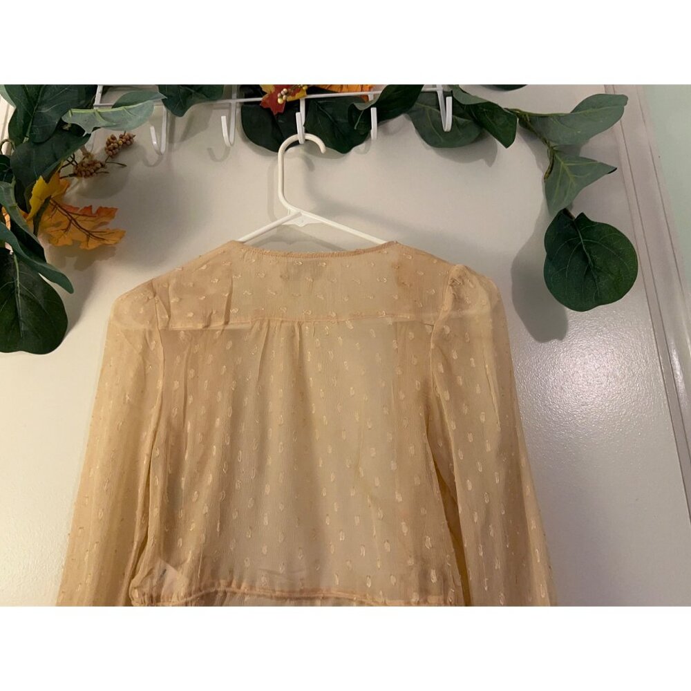 Rahi Cali Sheer Peasant Top Womens 100% VISCOSE Size XS Boho Lace Trim Blouse Ro - Picture 6 of 13